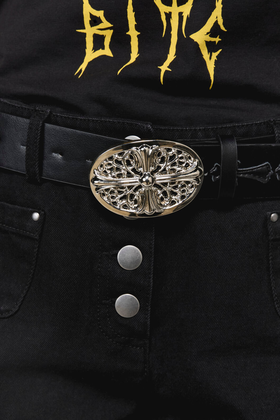 Dangerfield - Cross & Buckle Belt - black