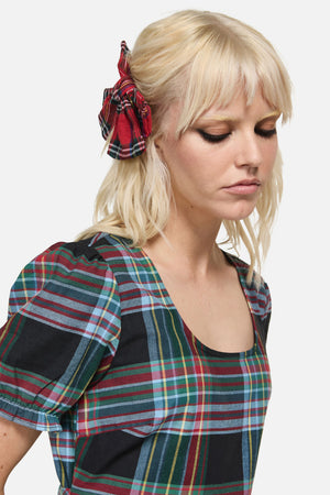Dangerfield - Red Tartan Bow Hair Clip - red