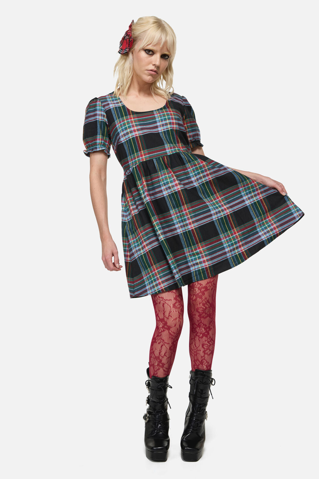 Dangerfield - Red Tartan Bow Hair Clip - red