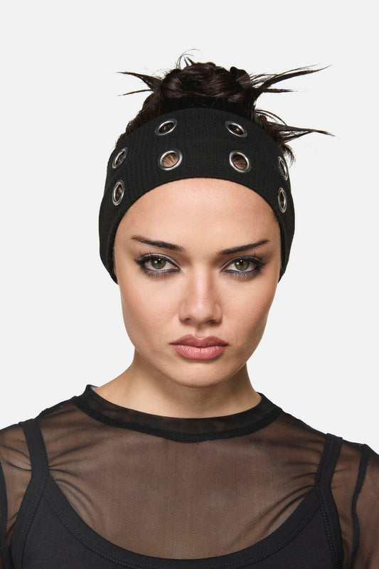 Dangerfield - Rib Headband with Eyelets - black