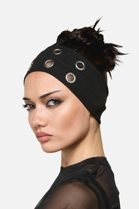 Dangerfield - Rib Headband with Eyelets - black