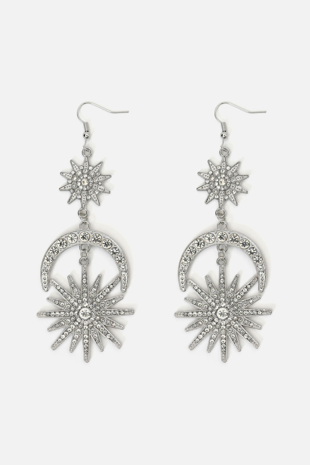 Dangerfield - Sparkle Sun Moon Earrings - silver