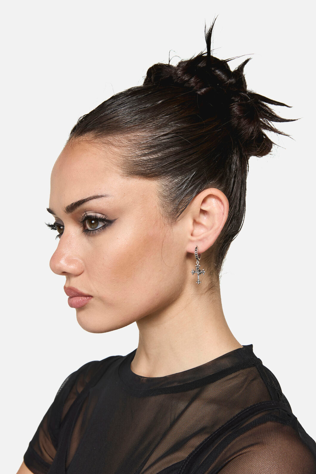 Dangerfield - Chain Sleeper & Cross Earrings - silver