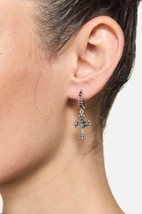 Dangerfield - Chain Sleeper & Cross Earrings - silver