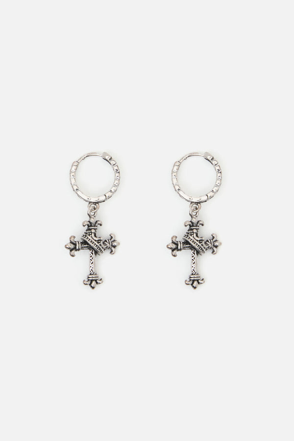 Dangerfield - Chain Sleeper & Cross Earrings - silver