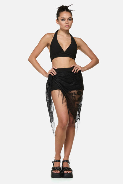 Dangerfield - Flower Lightweight TasselScarf - black