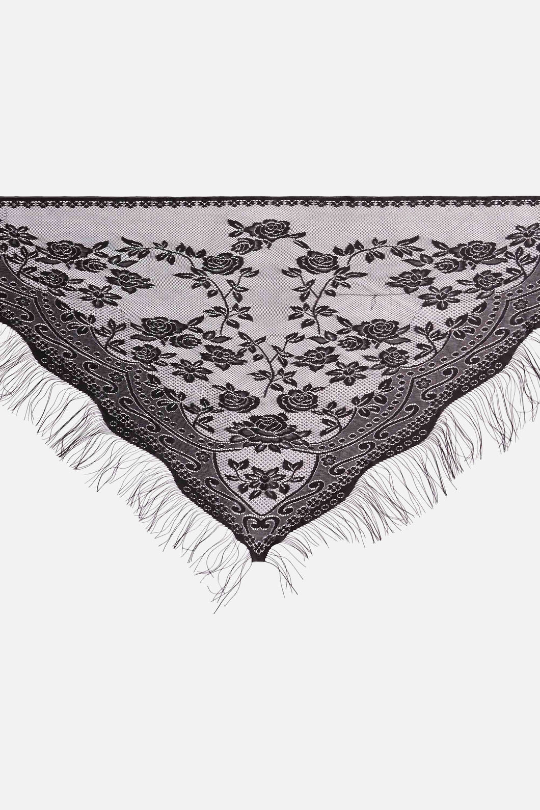 Dangerfield - Flower Lightweight Tassel Scarf - black