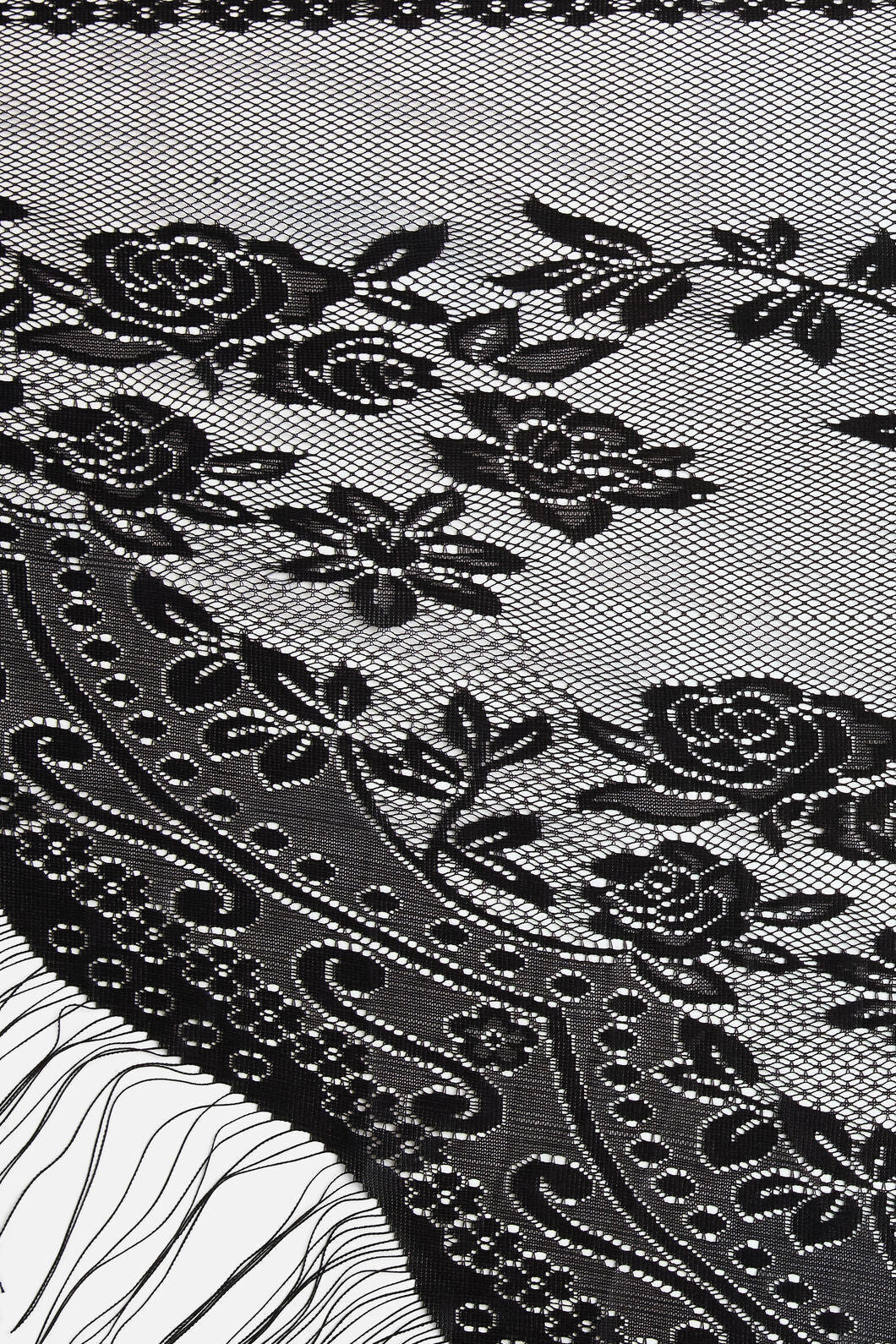 Dangerfield - Flower Lightweight Tassel Scarf - black