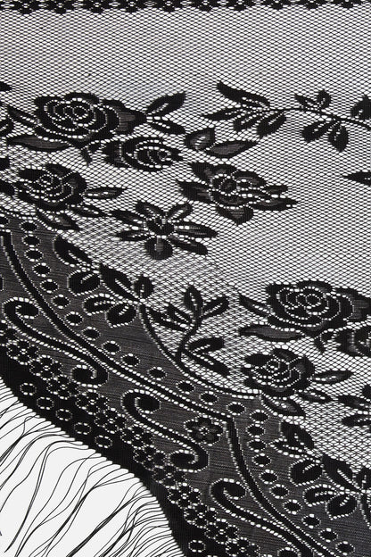 Dangerfield - Flower Lightweight TasselScarf - black