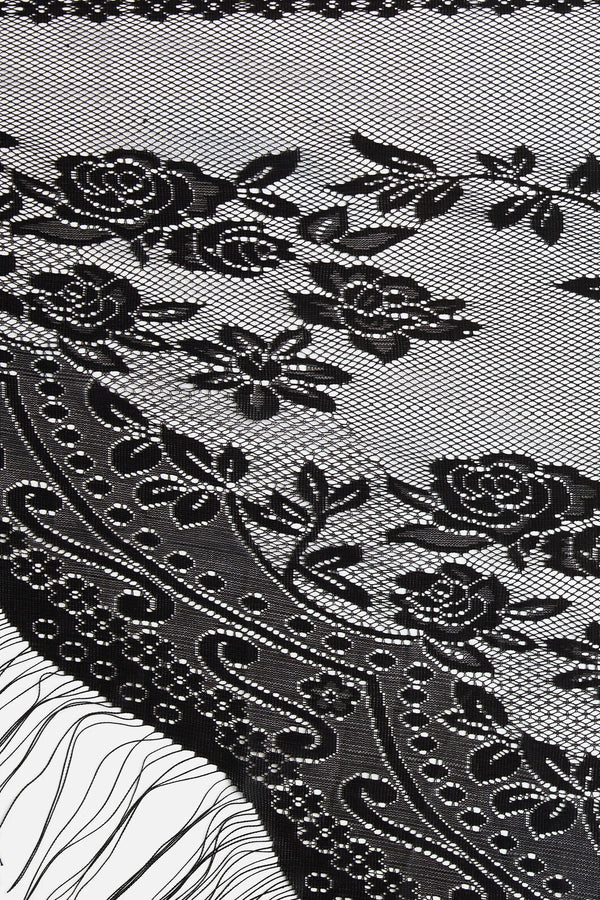 Dangerfield - Flower Lightweight Tassel Scarf - black