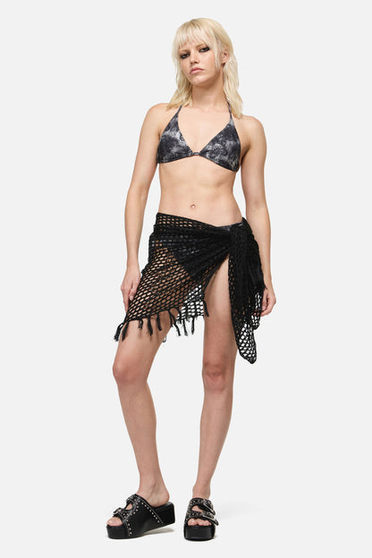 Dangerfield - Knitted Tassel Beach Scarf - black