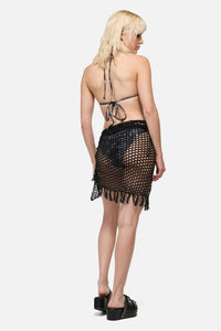 Dangerfield - Knitted Tassel Beach Scarf - black