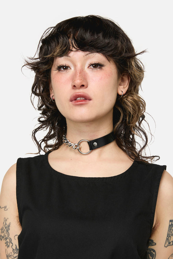 Dangerfield - Chain PU Ring Choker - black