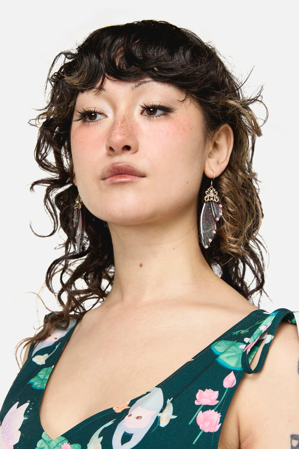 Dangerfield - Ornate Wing Earrings - plum