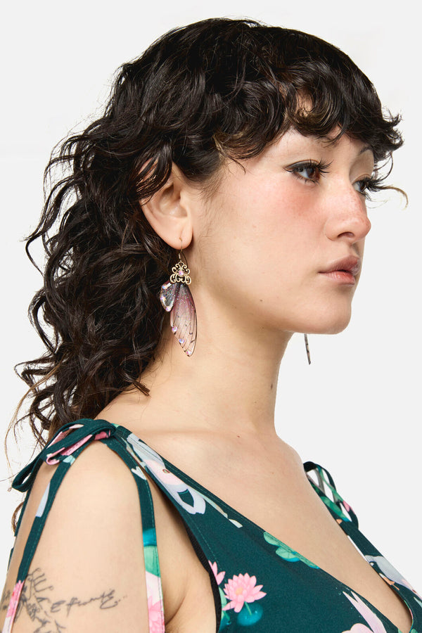 Dangerfield - Ornate Wing Earrings - plum