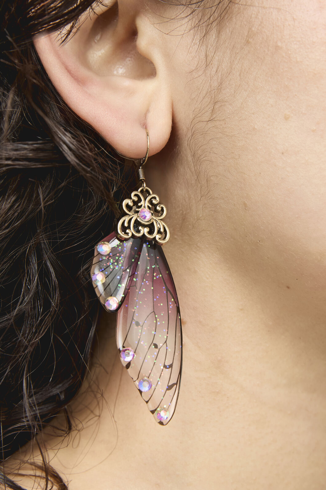 Dangerfield - Ornate Wing Earrings - plum