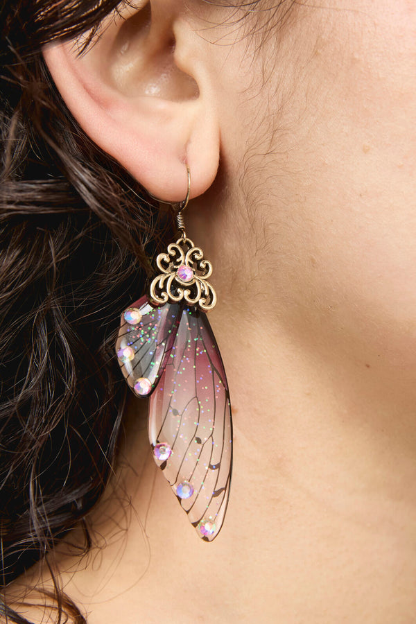 Dangerfield - Ornate Wing Earrings - plum