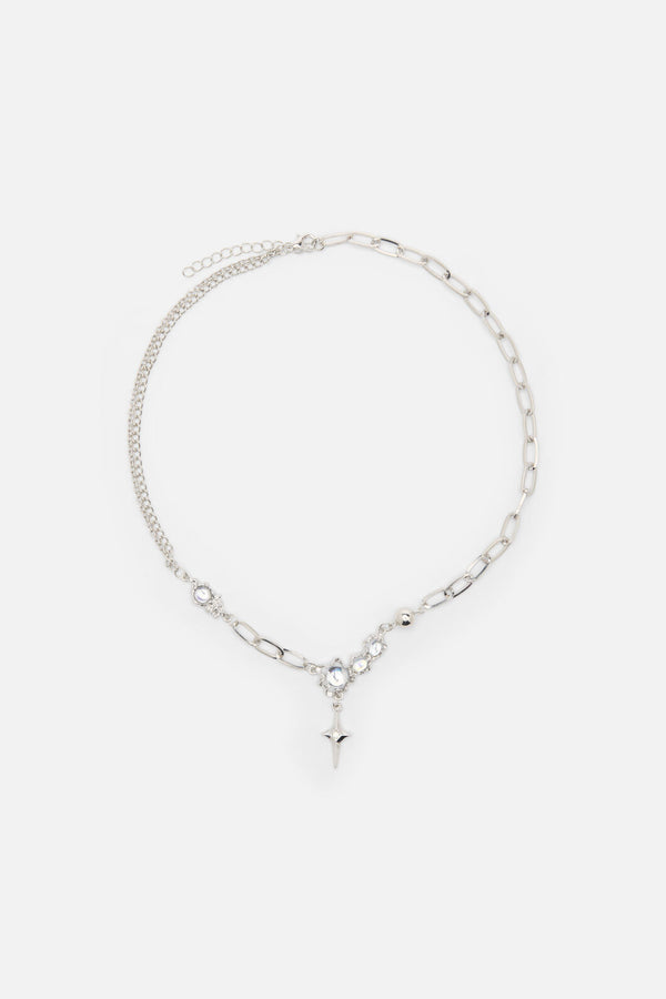 Dangerfield - Double Chain Soft Star Necklace - silver