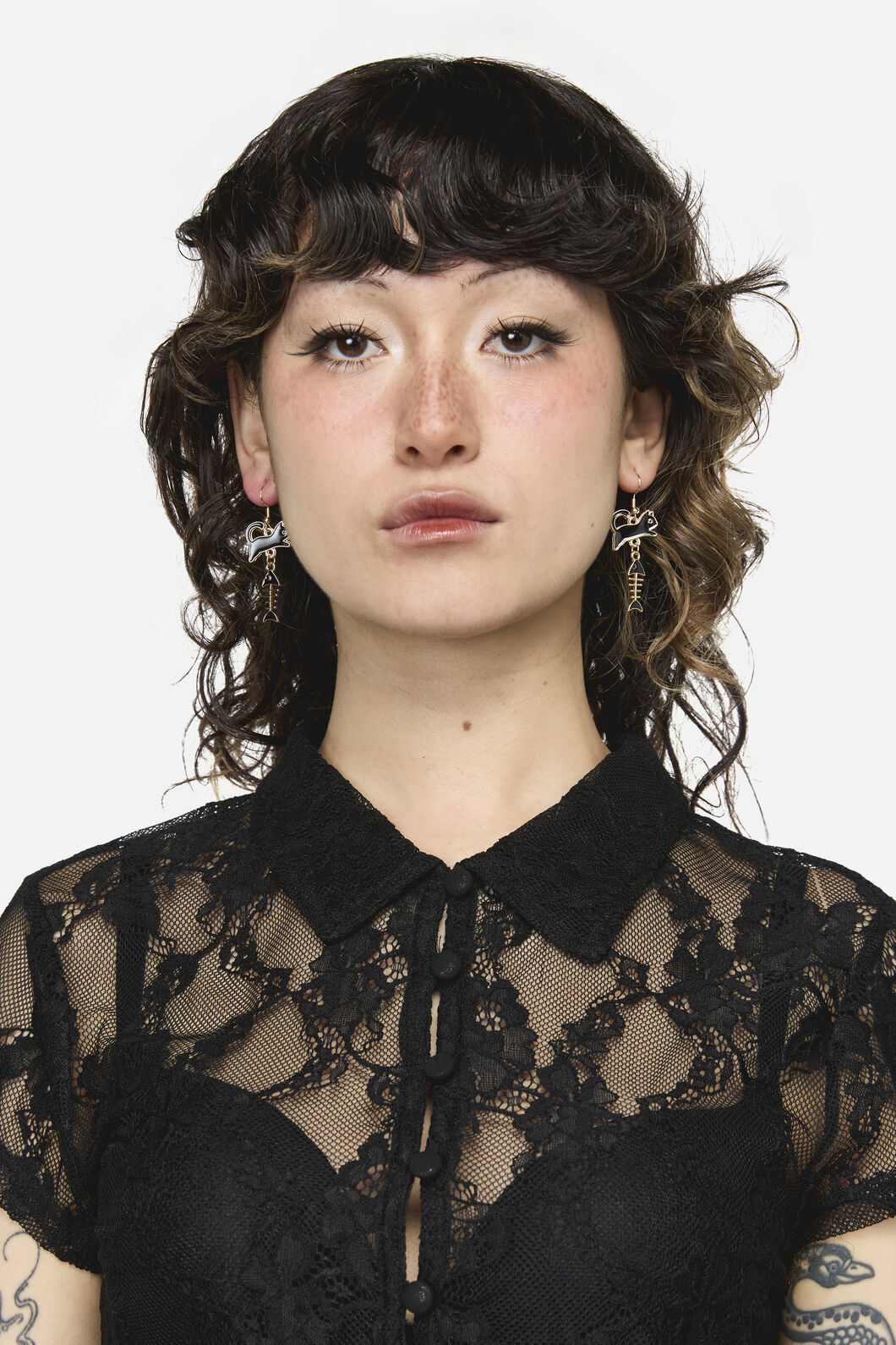 Dangerfield - Cat & Fish Earrings - black
