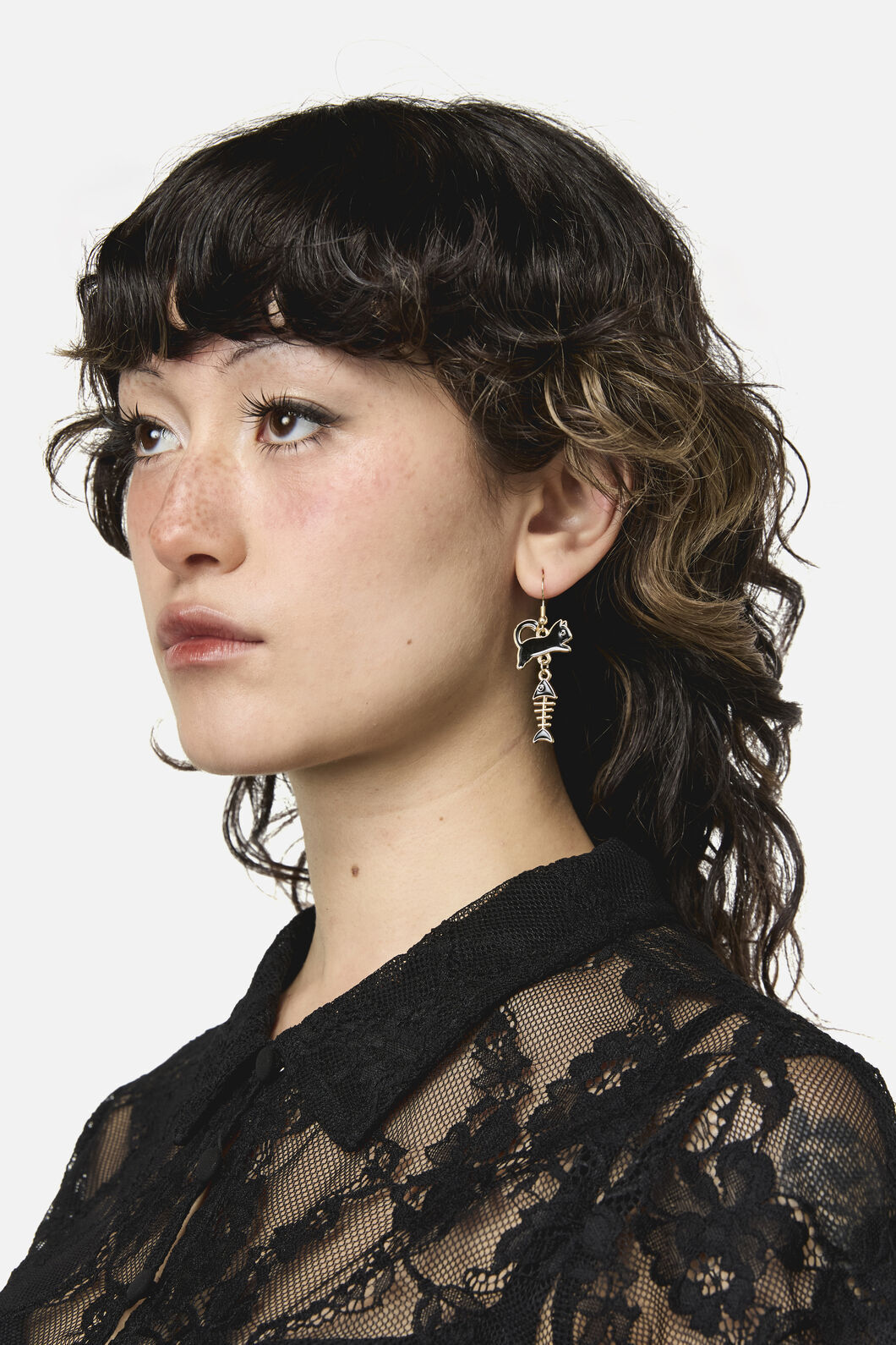 Dangerfield - Cat & Fish Earrings - black