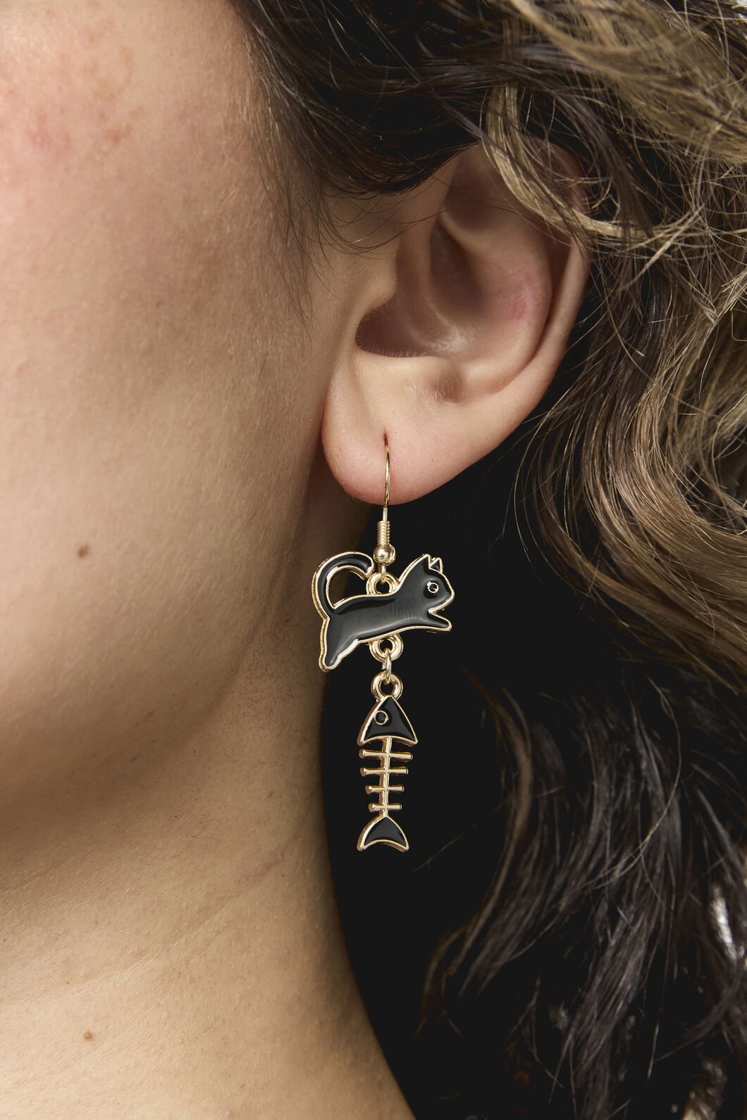 Dangerfield - Cat & Fish Earrings - black
