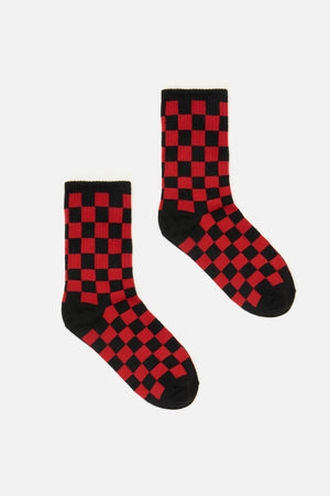 Dangerfield - Red Checkerboard Socks - red
