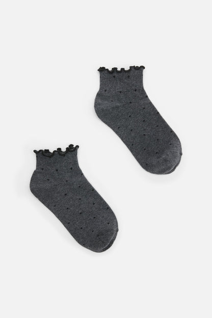 Dangerfield - Grey Spot Ankle Frill Socks - grey