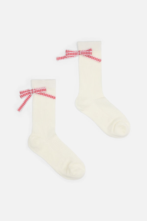 Dangerfield - White Rib Socks with Bow - white