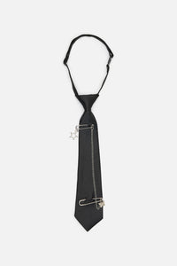 Dangerfield - Adjustable Neck Tie With Charm - black