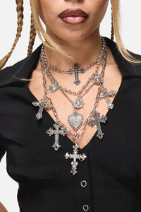 Dangerfield - Crosses Necklace Set - silver