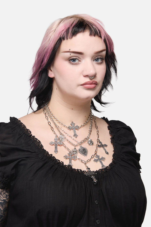 Dangerfield - Crosses Necklace Set - silver