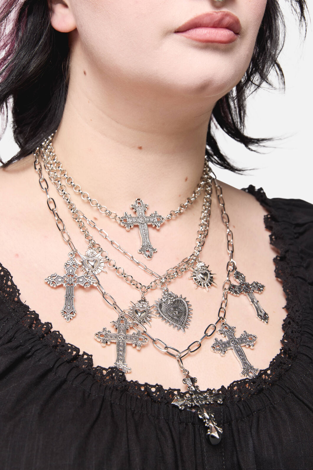 Dangerfield - Crosses Necklace Set - silver