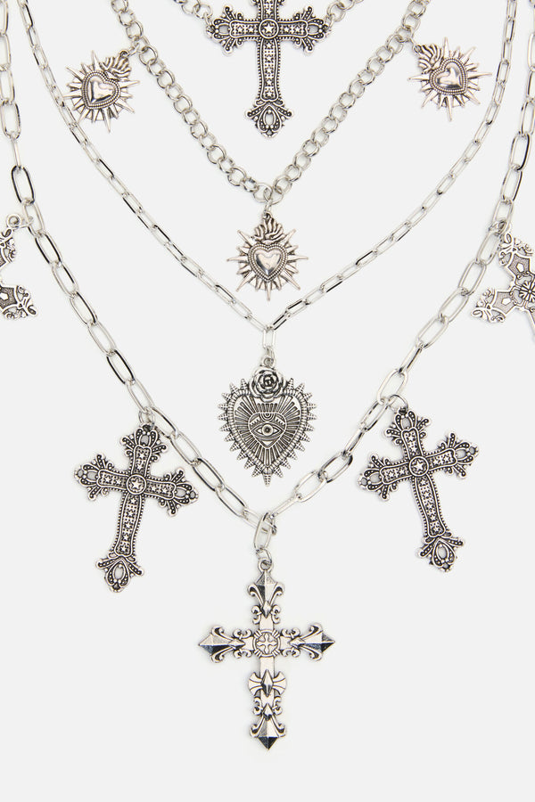 Dangerfield - Crosses Necklace Set - silver