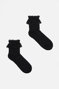 Dangerfield - Black Lace Top Sock - black