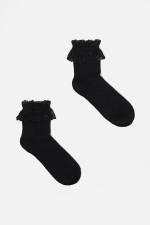 Dangerfield - Black Lace Top Sock - black