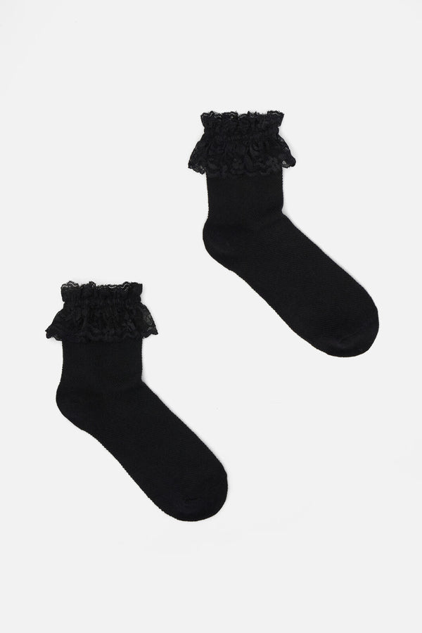 Dangerfield - Black Lace Top Sock - black