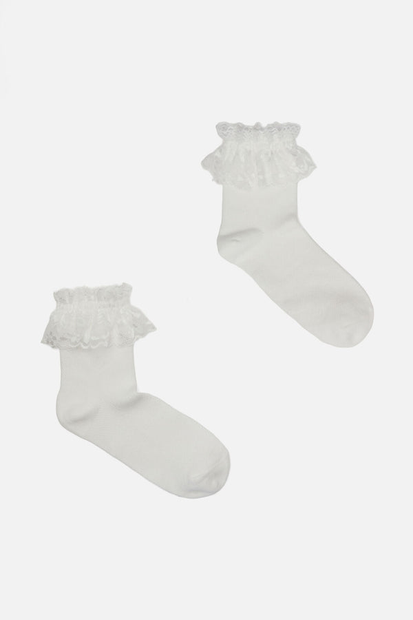 Dangerfield - White Lace Top Sock - white
