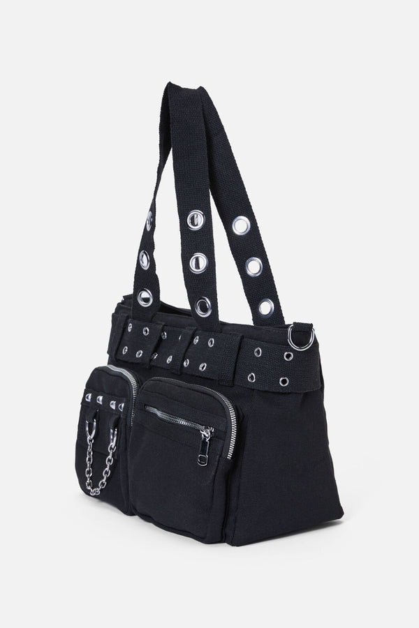 Dangerfield - Canvas Stud Pocket Bag - black