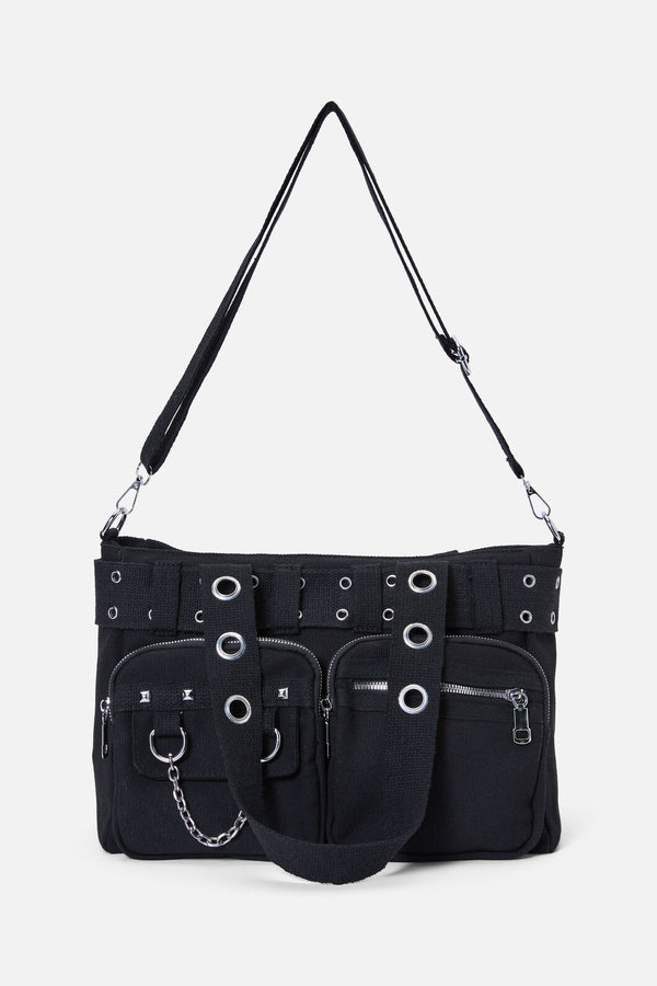 Dangerfield - Canvas Stud Pocket Bag - black