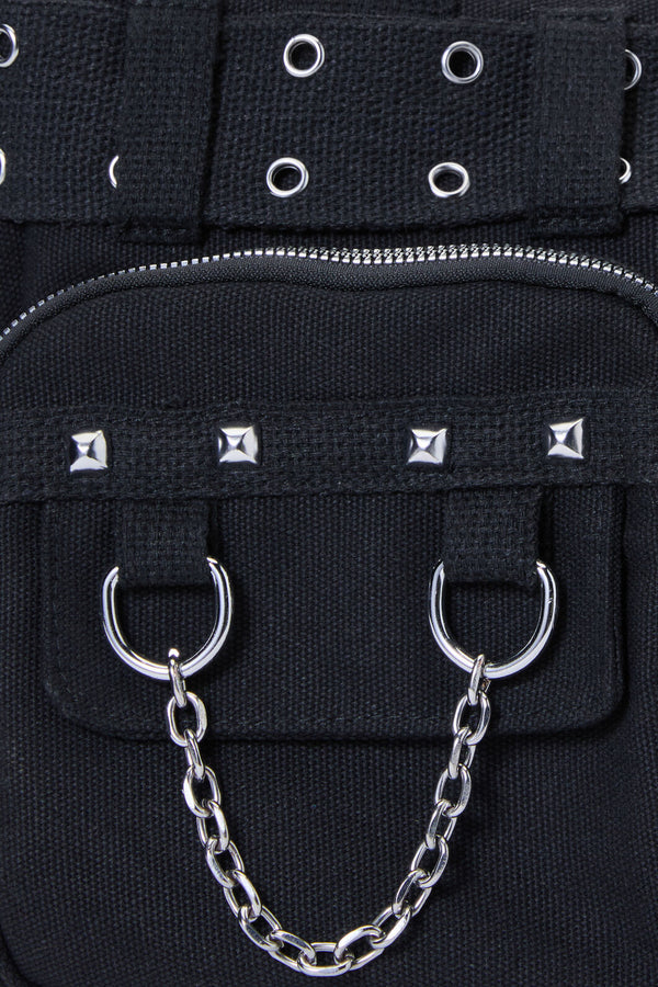 Dangerfield - Canvas Stud Pocket Bag - black
