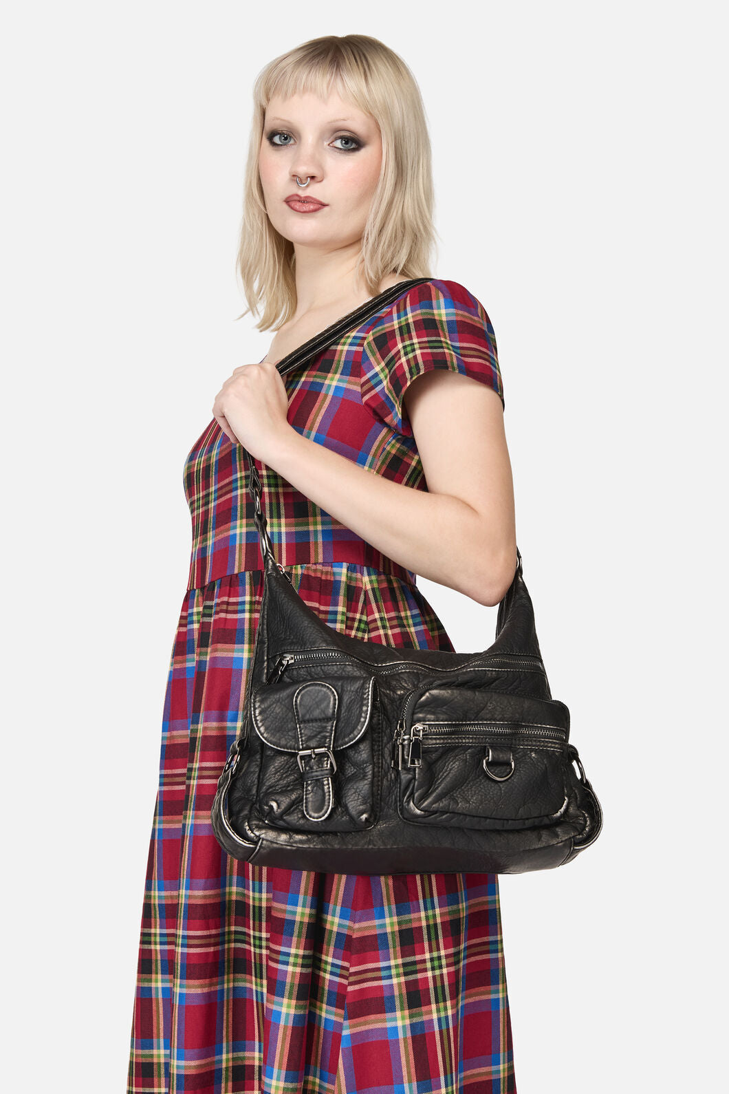 Dangerfield - Distressed Black Zip Bag - black
