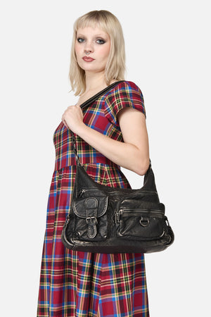 Dangerfield - Distressed Black Zip Bag - black
