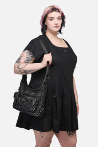 Dangerfield - Distressed Black Zip Bag - black