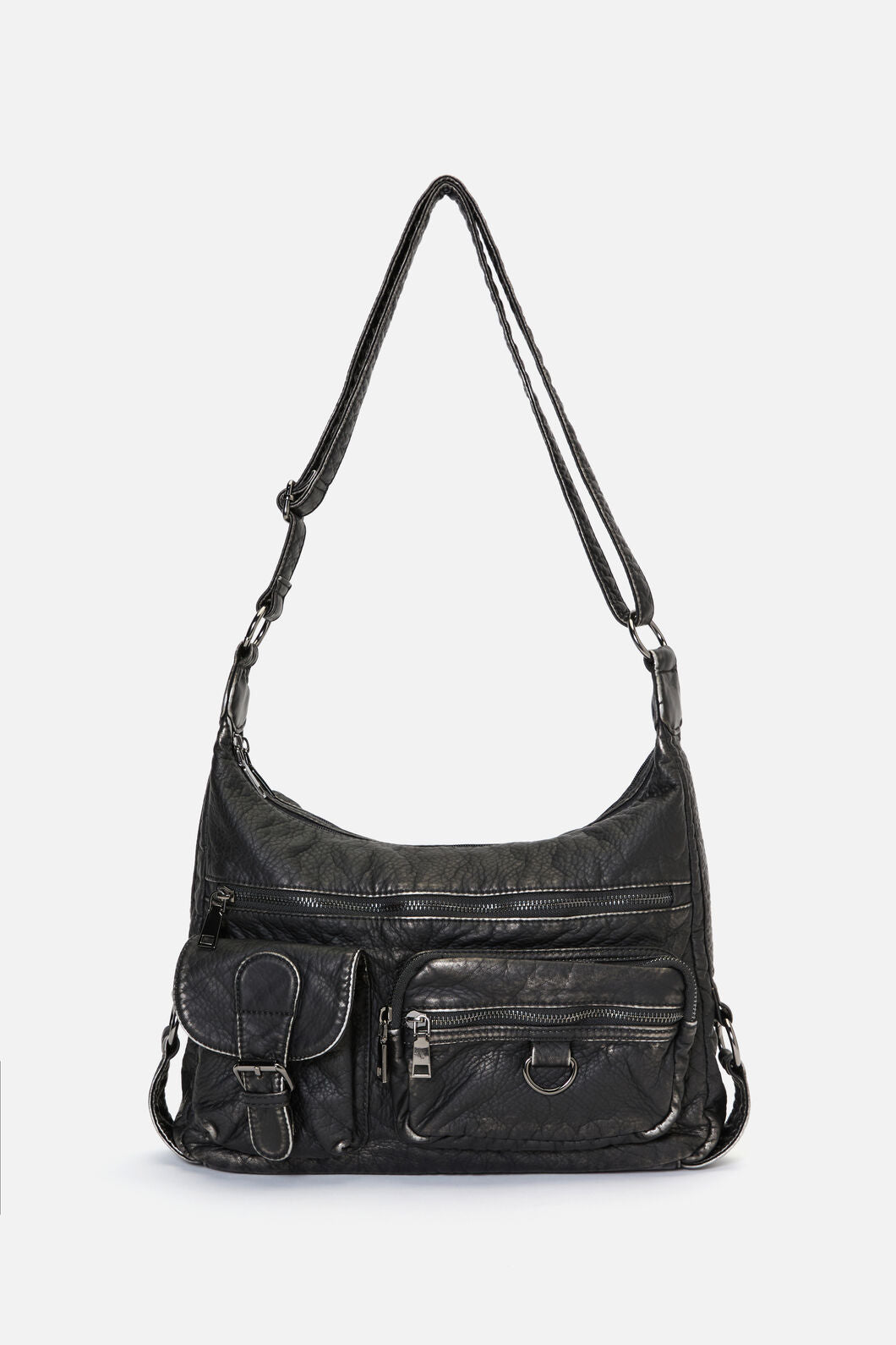 Dangerfield - Distressed Black Zip Bag - black