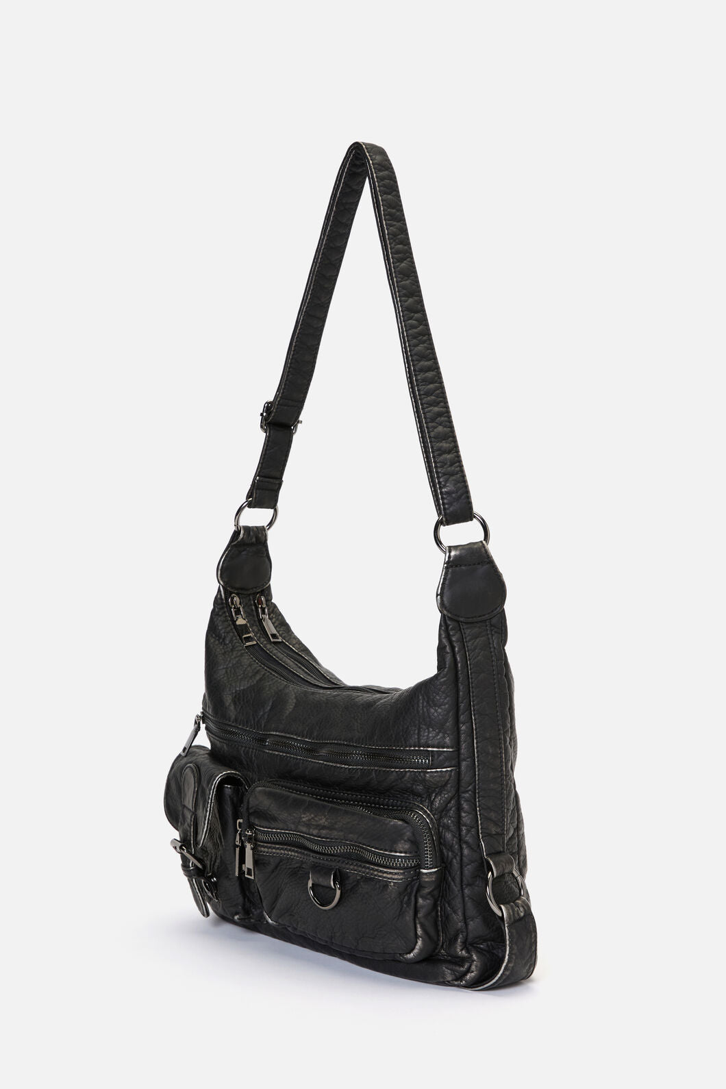 Dangerfield - Distressed Black Zip Bag - black
