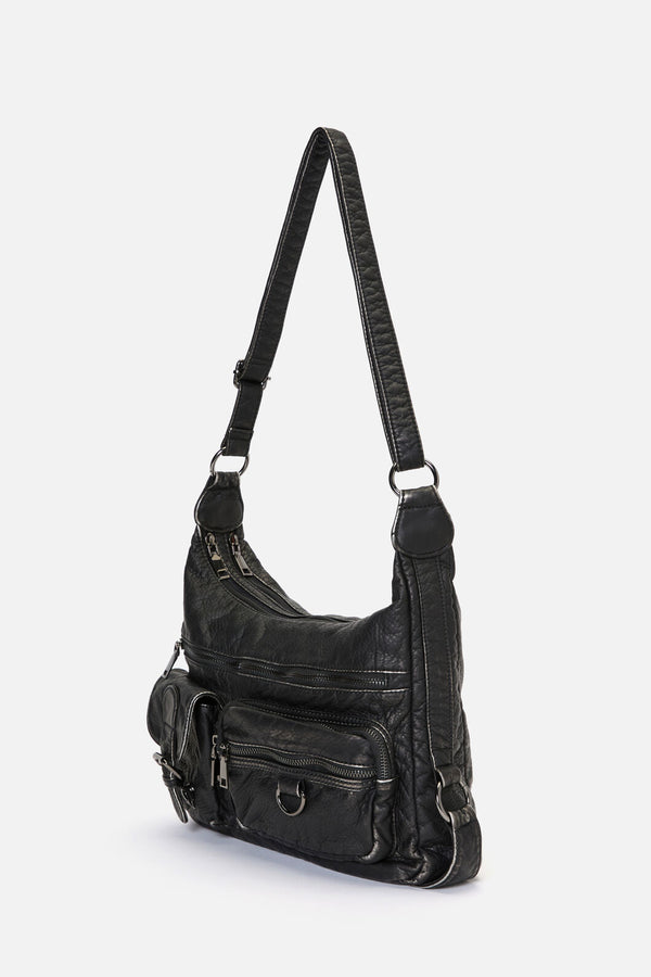 Dangerfield - Distressed Black Zip Bag - black