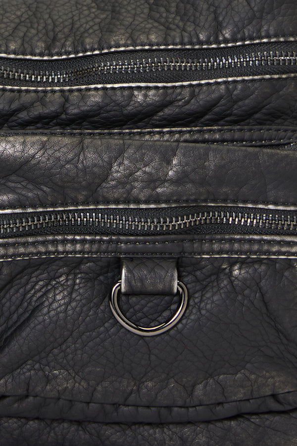 Dangerfield - Distressed Black Zip Bag - black