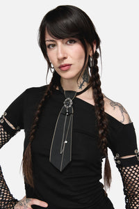 Dangerfield - Adjustable Neck Tie With Charm - black