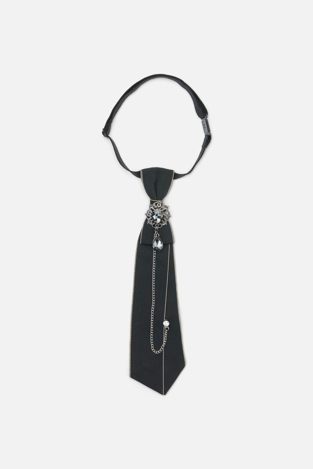 Dangerfield - Adjustable Neck Tie With Charm - black