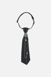 Dangerfield - Adjustable Neck Tie With Charm - black